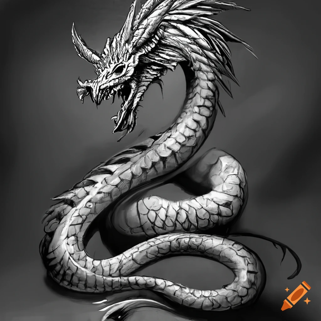 Black and white serpent/dragon symbol