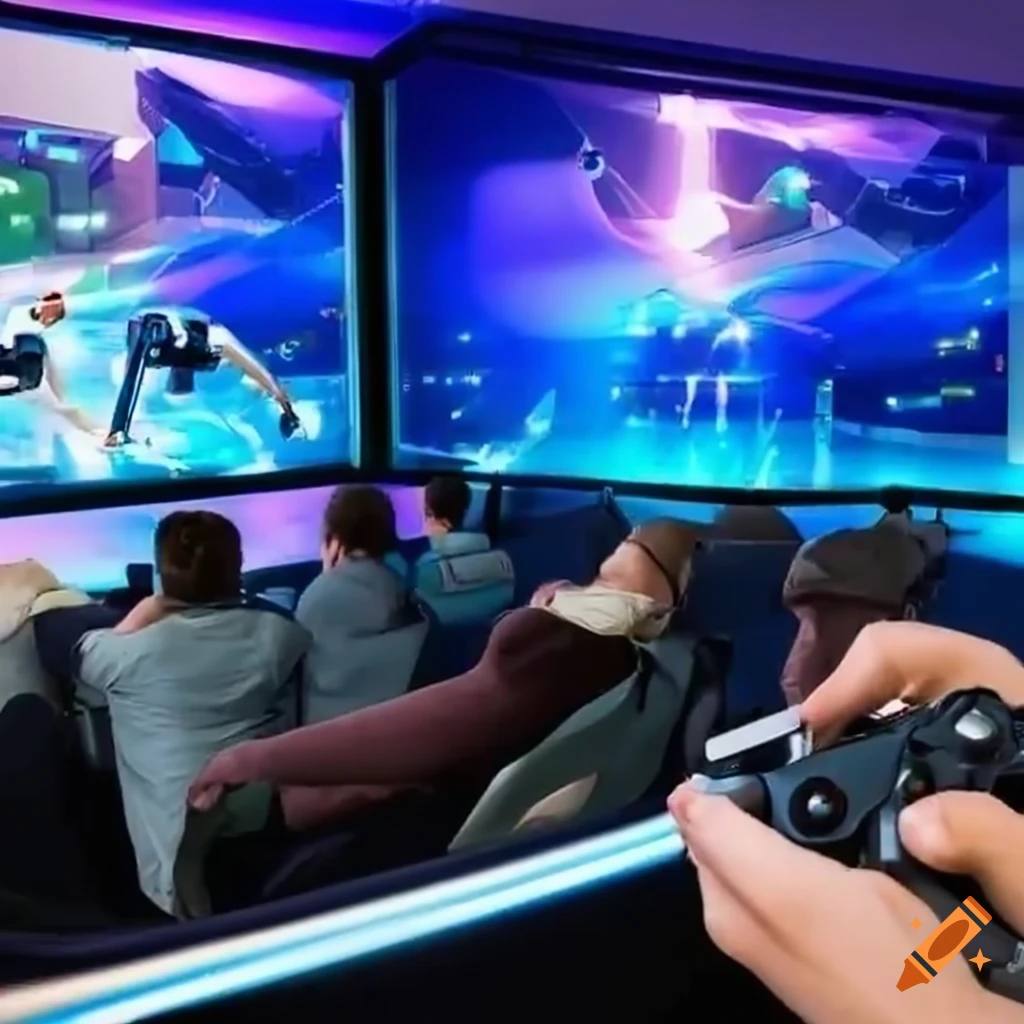 Smiling People Playing Video Games On A Futuristic Tv On Craiyon