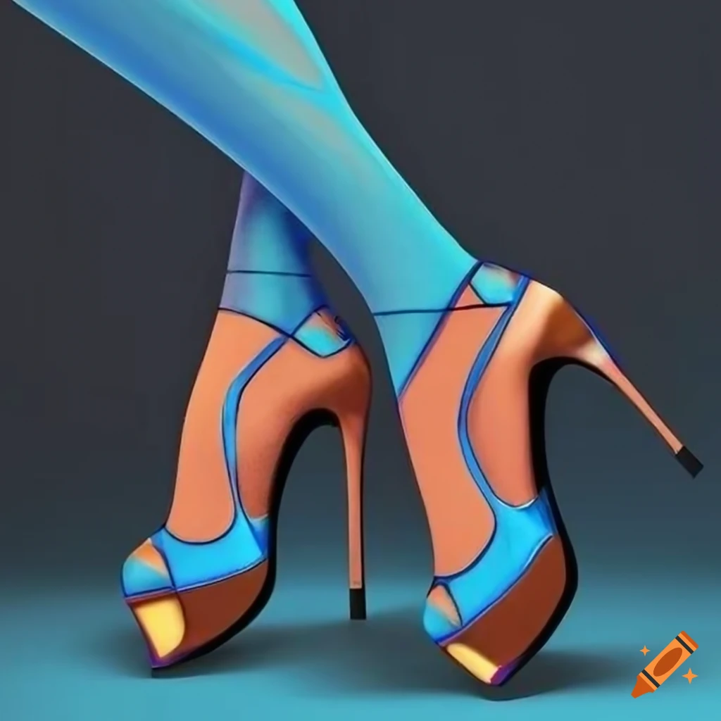 Surrealistic Womens High Heels With Abstract Shapes 9566