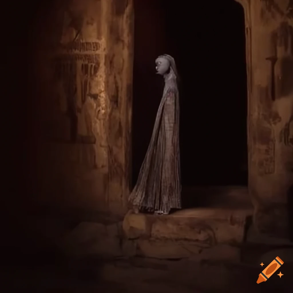 spooky ghost in an ancient Egyptian village