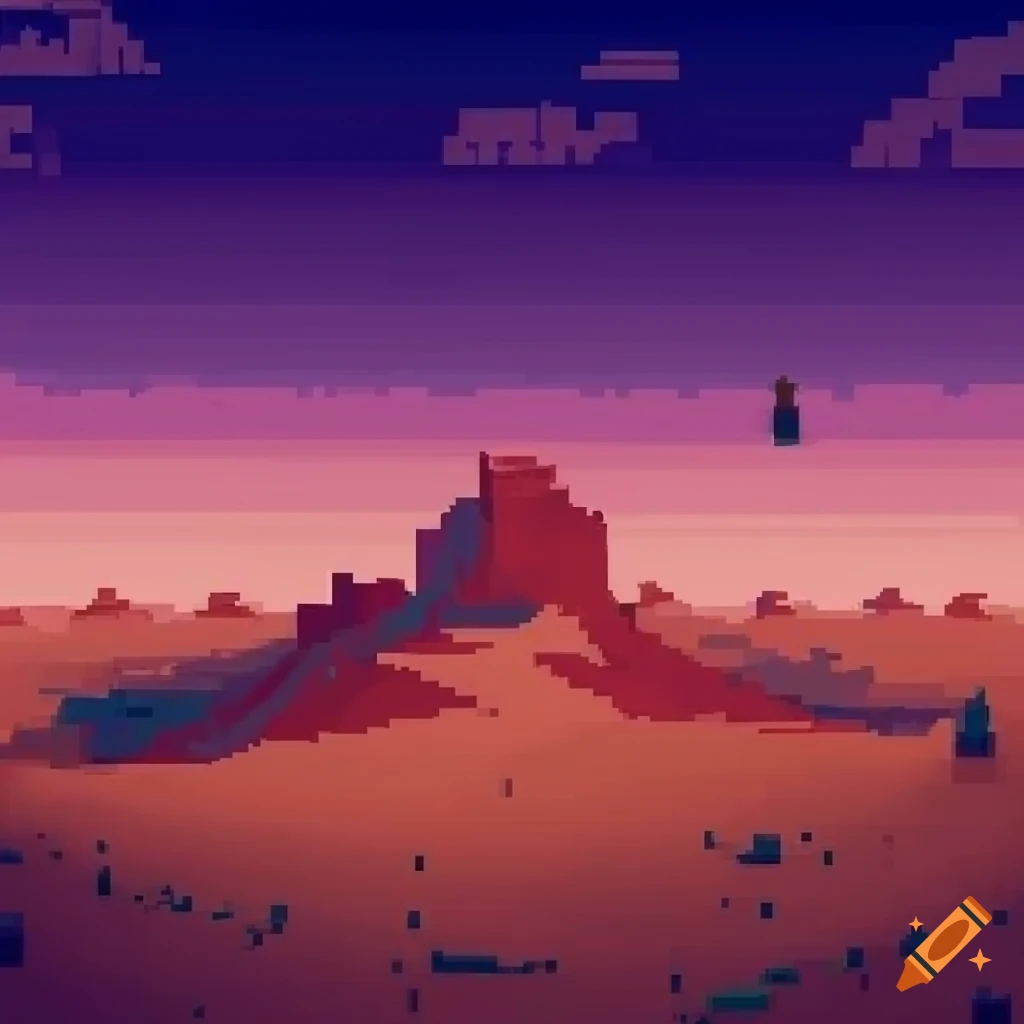 Pixel art of an immersive desert landscape on Craiyon