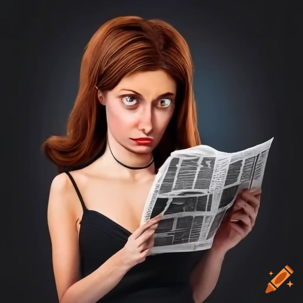 person reading newspaper with serious expression