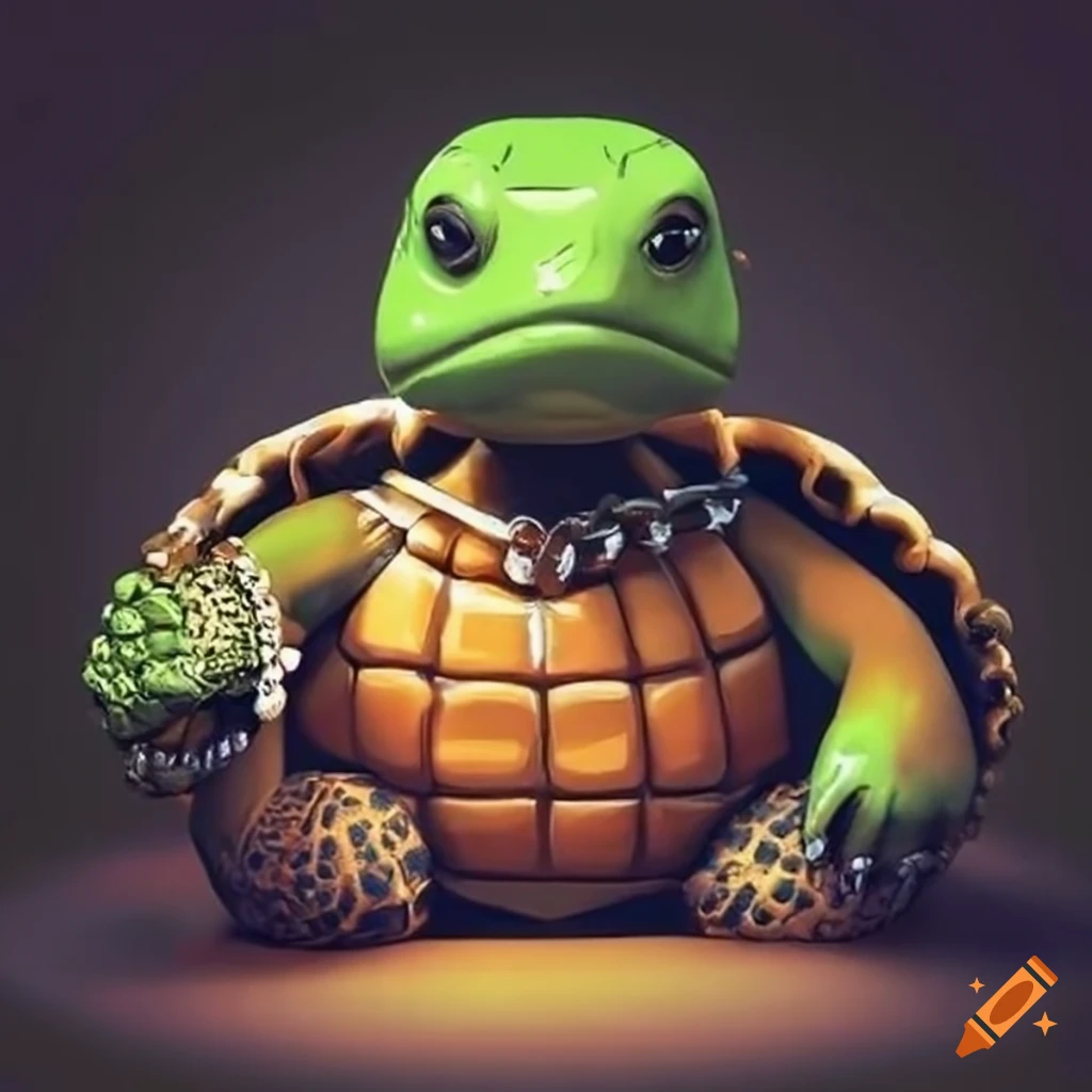 turtle with rapper chains