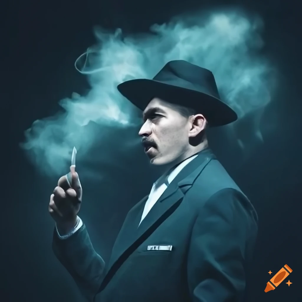 Image of a noir detective smoking a vape on Craiyon