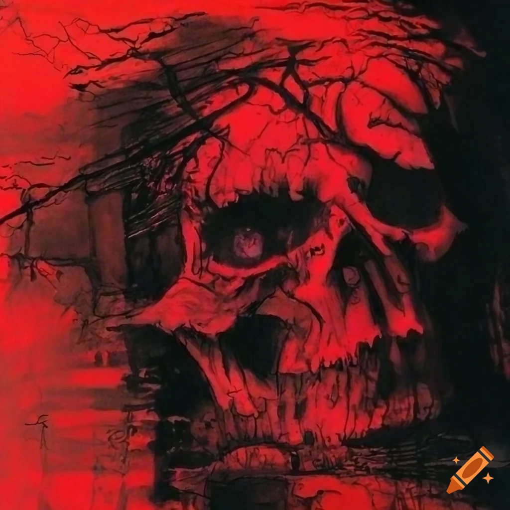 eerie red and black death metal album cover