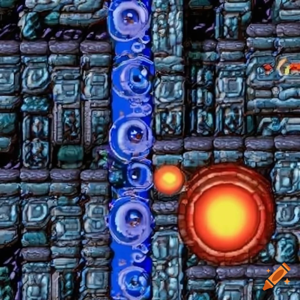 2D Metroid game platform tiles in Tourian