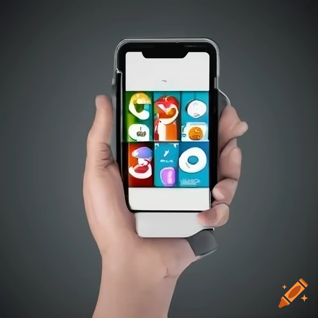 hand holding phone with social media icons
