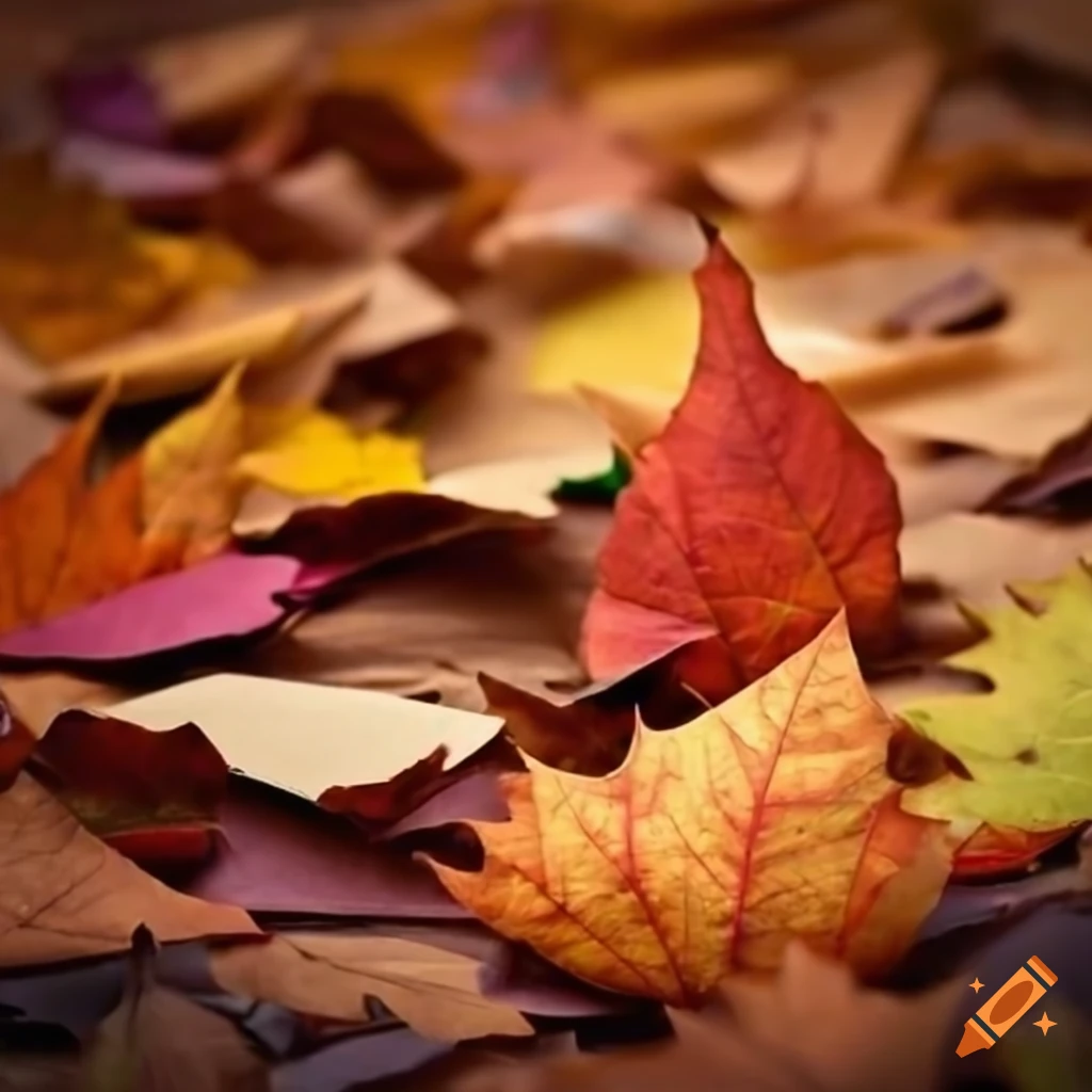 autumn leaves mixed with envelopes