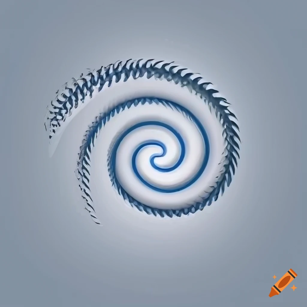 minimalist blue and grey spiral icon on white background