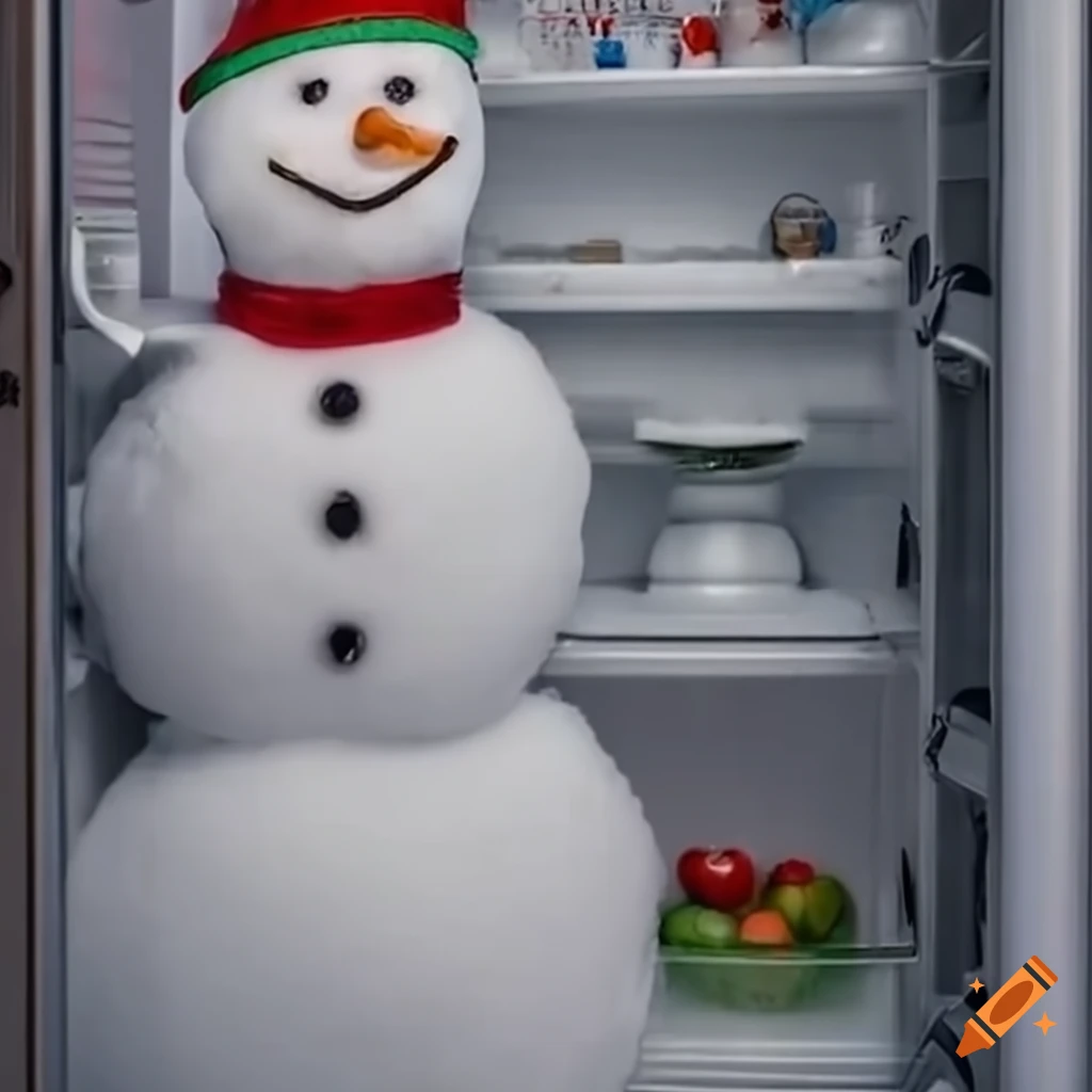 Creative snowman inside a fridge on Craiyon