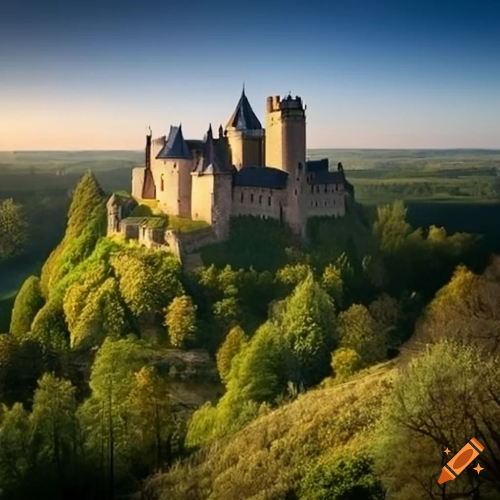medieval landscape with a castle in the background