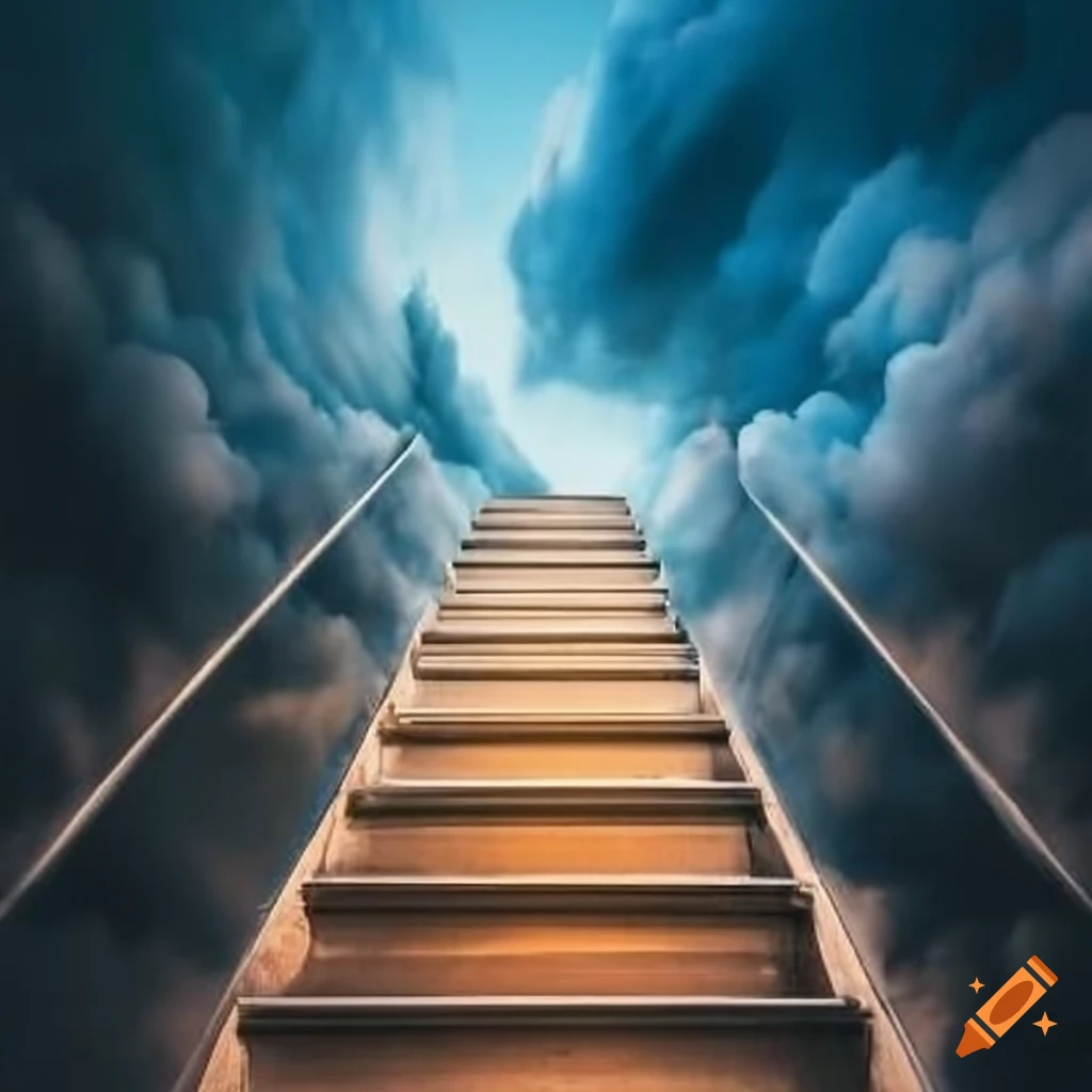 stairway surrounded by heavenly clouds