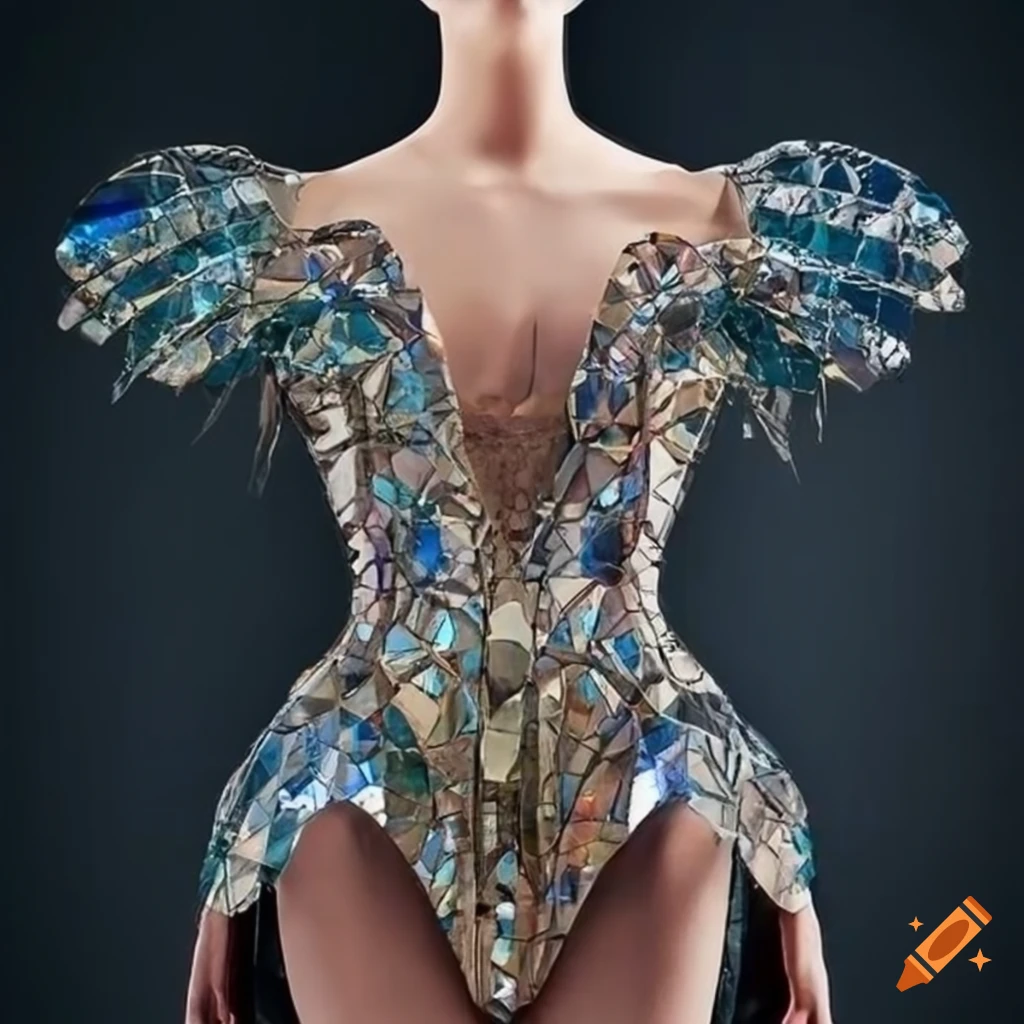 Mosaic-inspired mirror bodysuit by iris van herpen on Craiyon