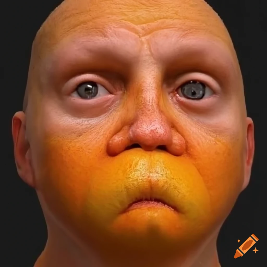 detailed orange with a funny expression