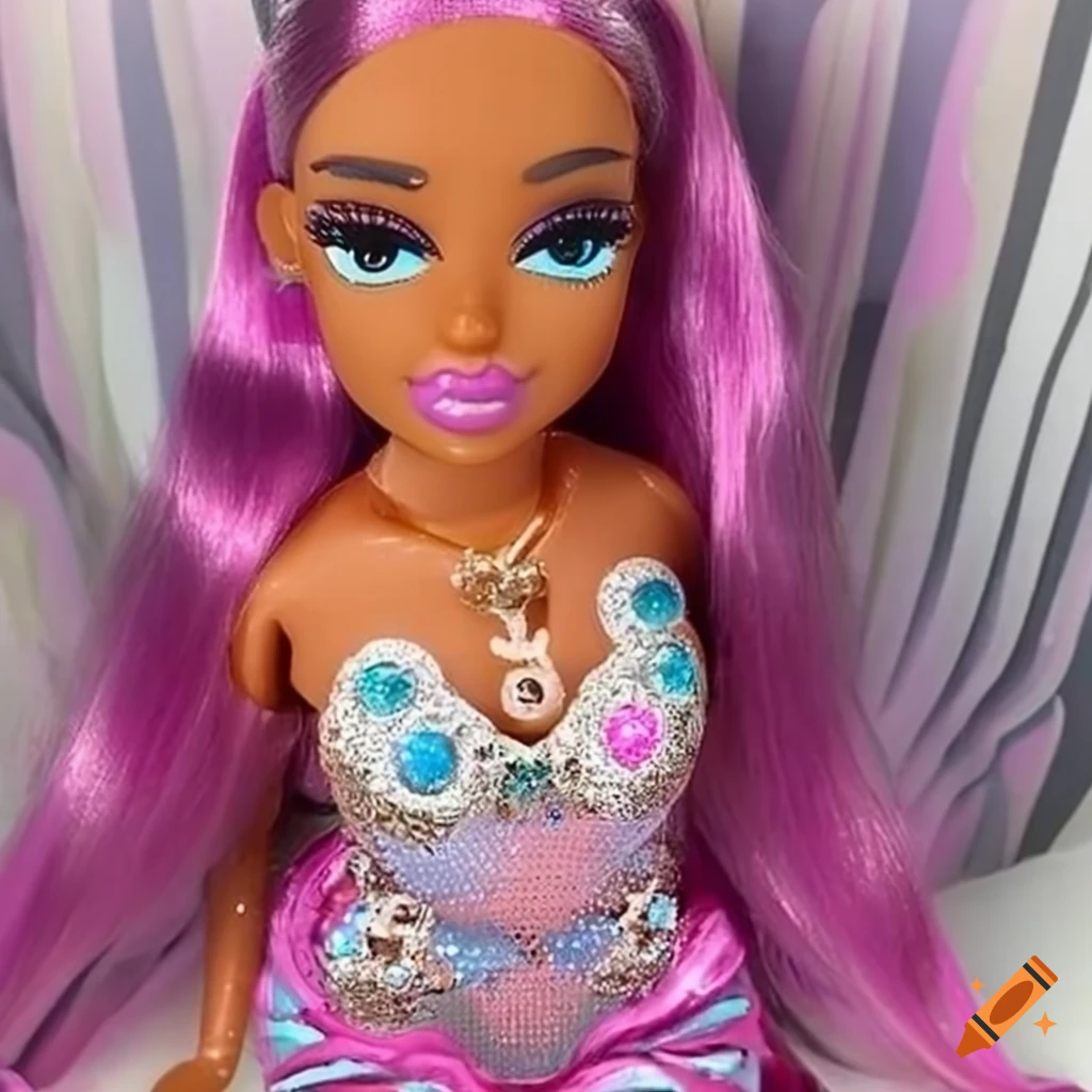Black Barbie mermaid doll on Craiyon