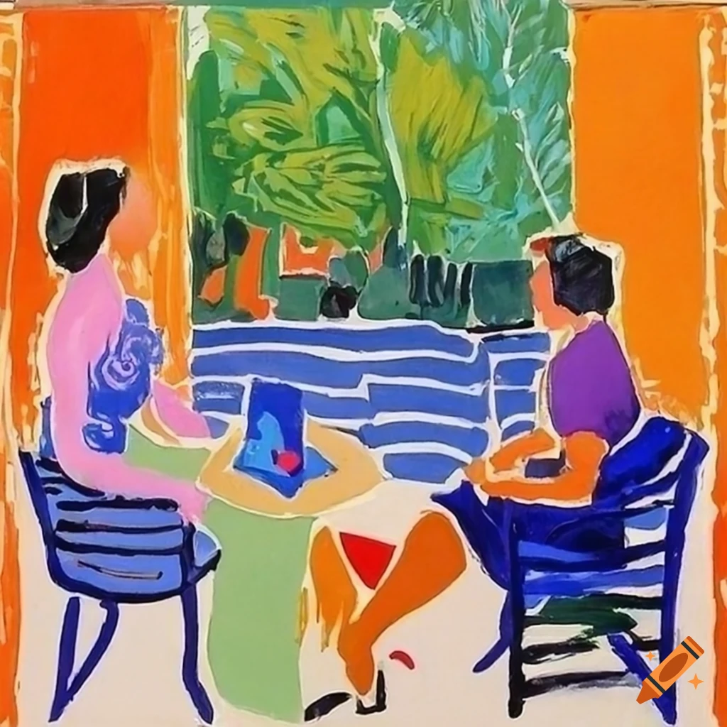 Artistic Outdoor Coffee Shop With Henri Matisse Pablo Picasso And 