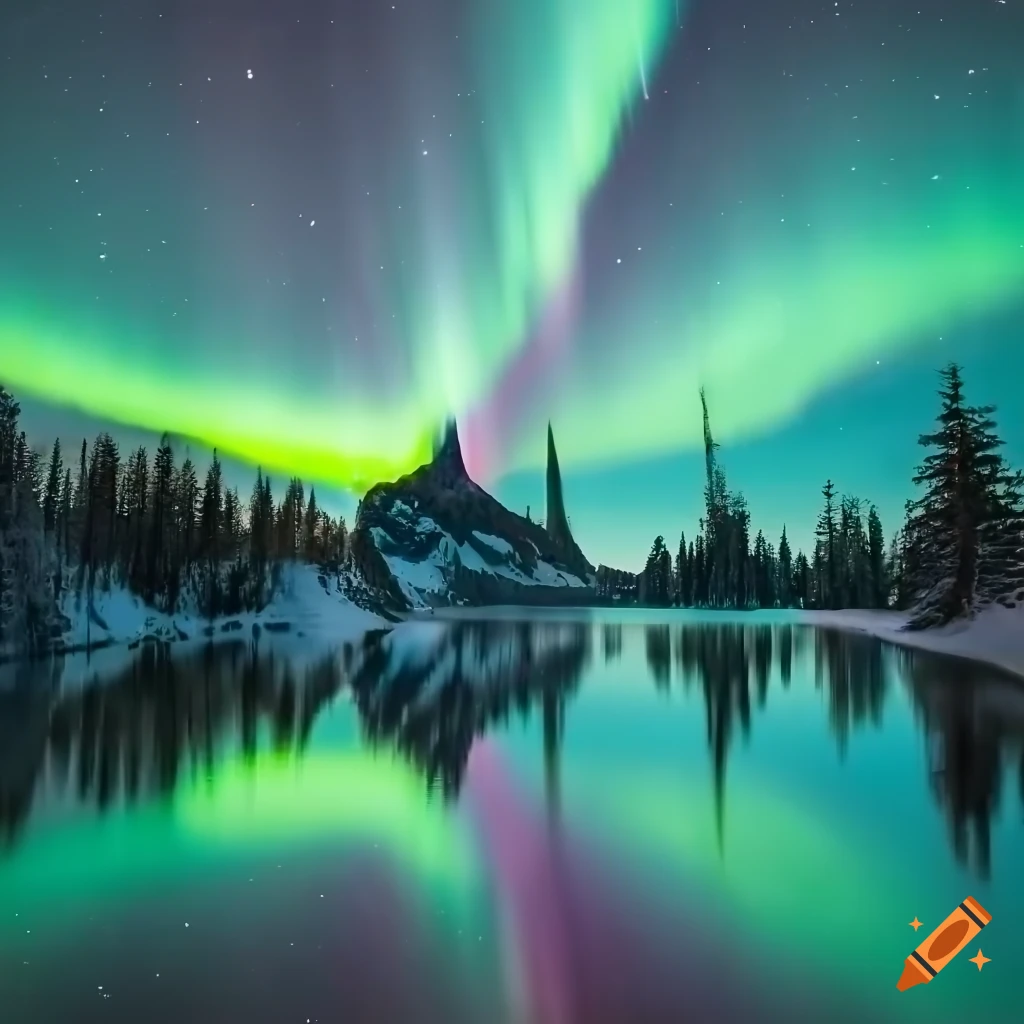 stunning Northern Lights over a reflective Nordic lake