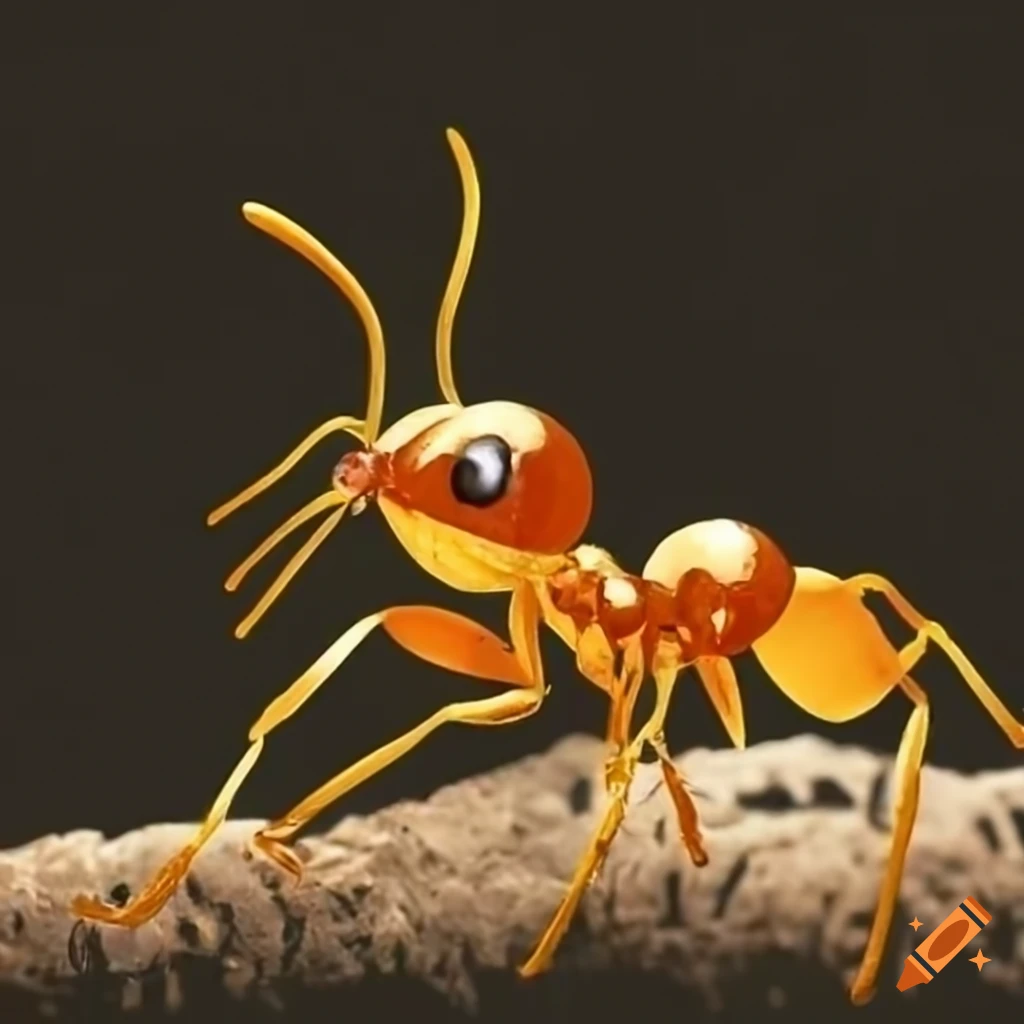 Closeup of a goldeating ant on Craiyon
