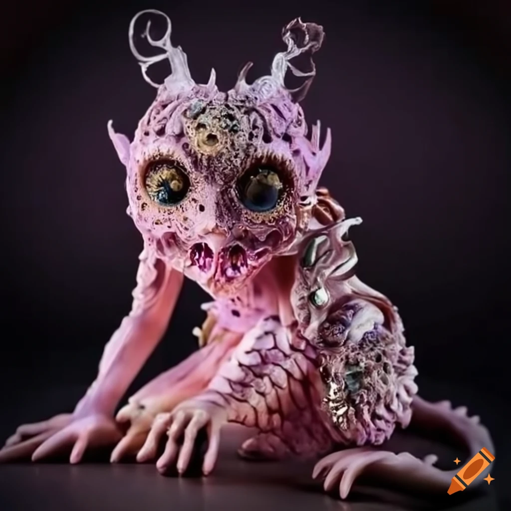 intricate figurine of a mythical creature with cute eyes