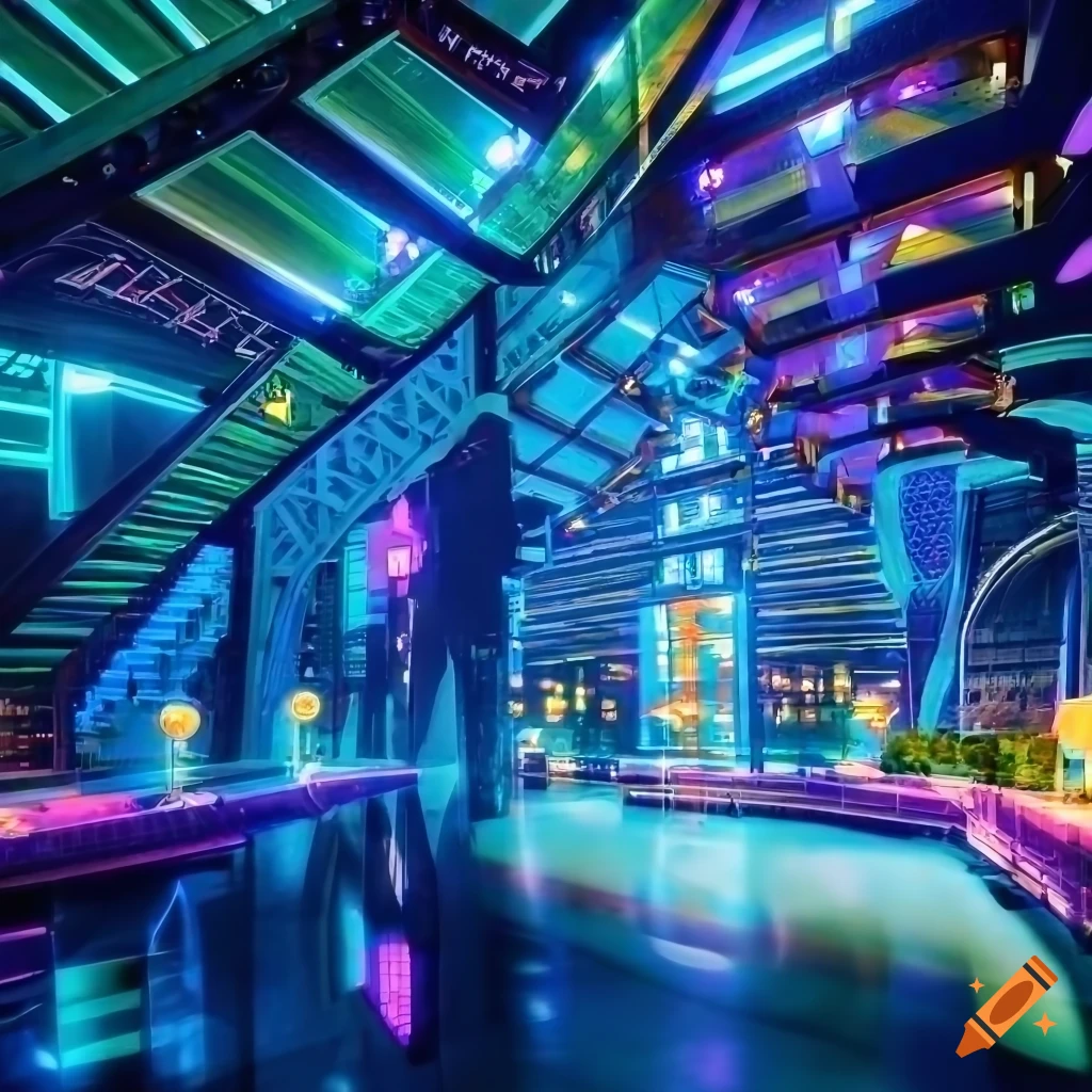 HDR photograph of a futuristic city garden