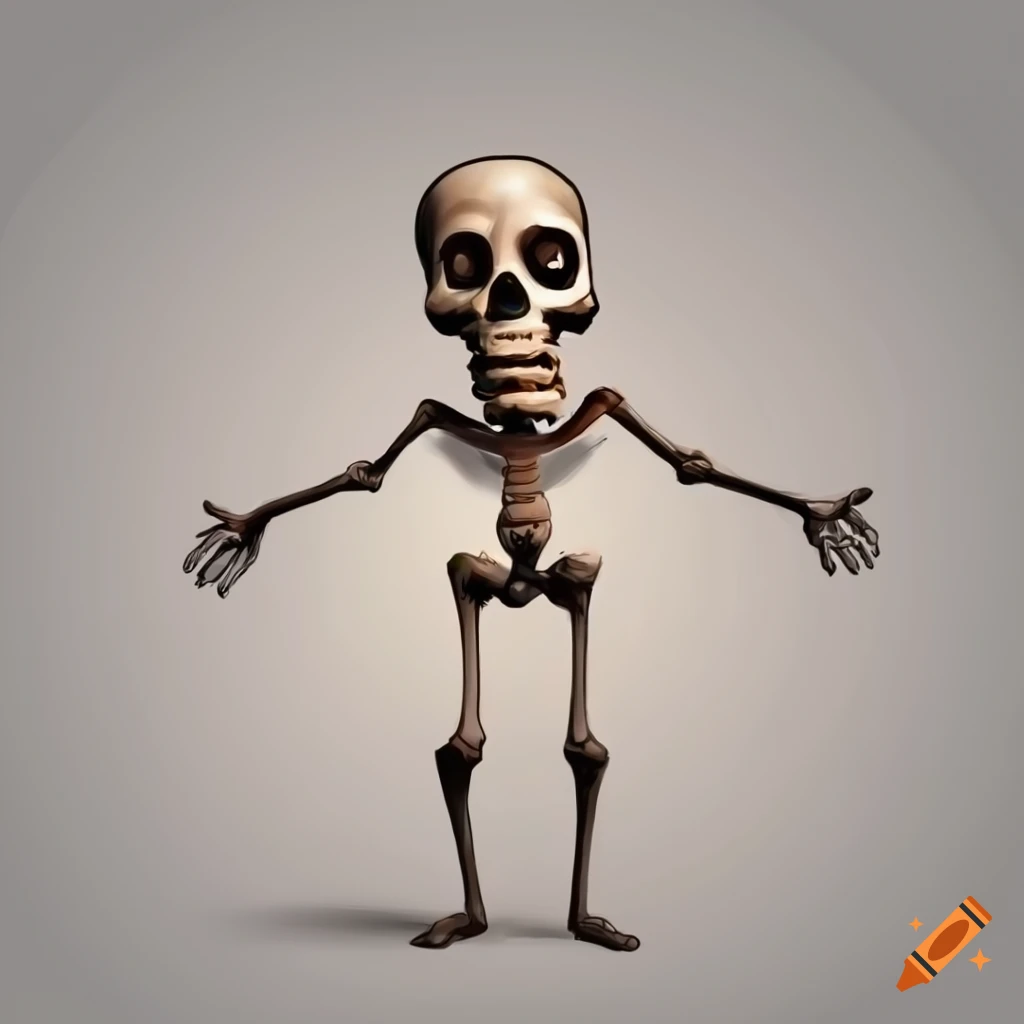 cartoon man skeleton character