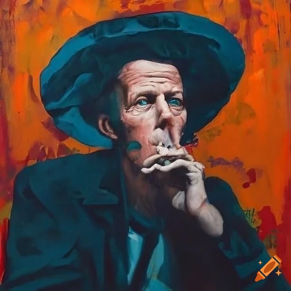 Tom Waits Smoking In An Australian Interior Painting On Craiyon