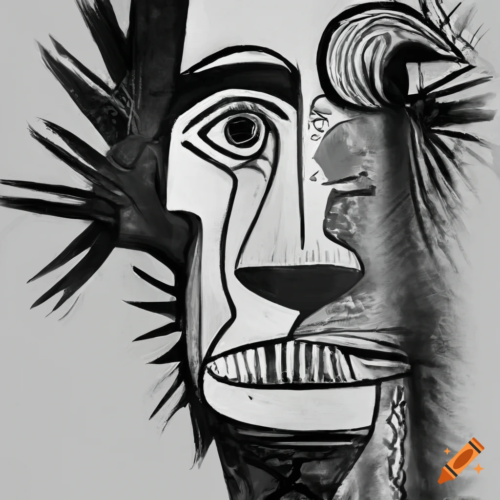 Black and white picasso guernica painting on Craiyon