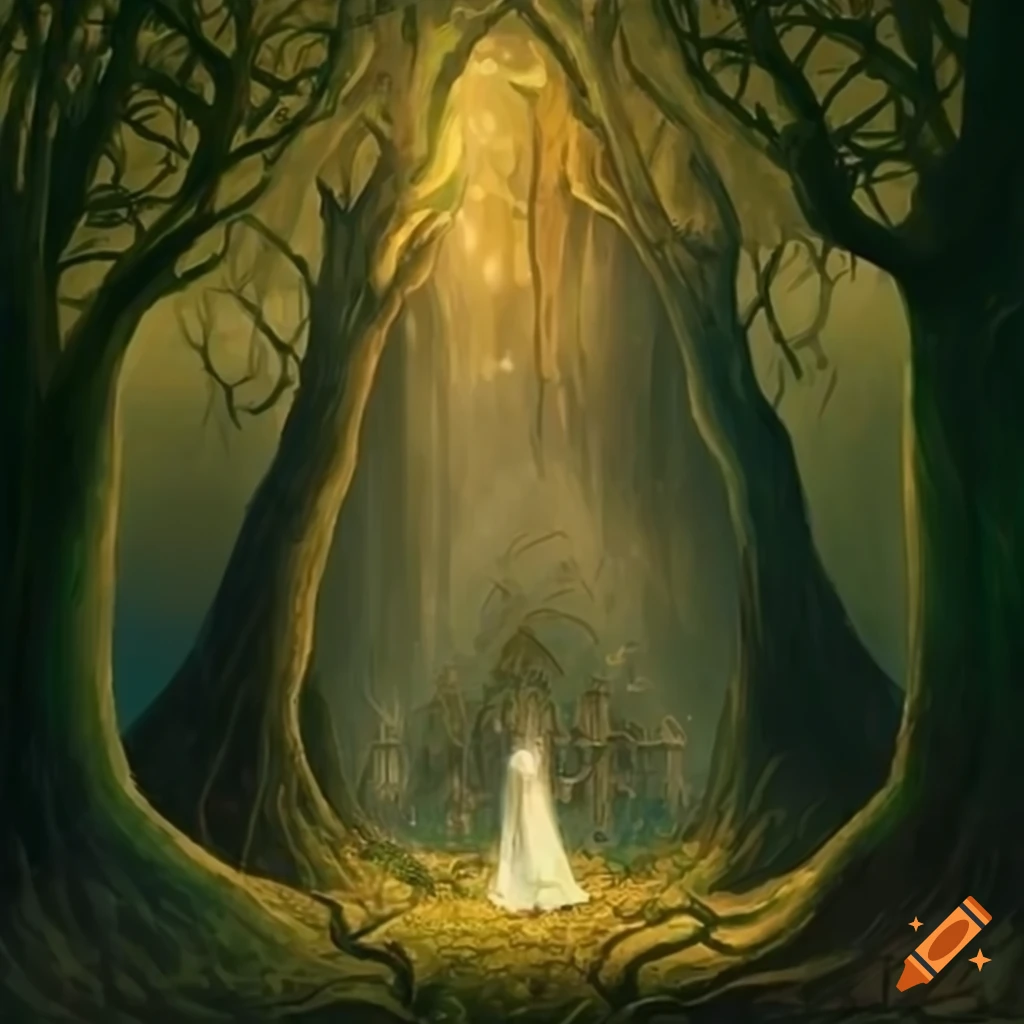Fantasy Art Of Elves And A Sacred Tree On Craiyon