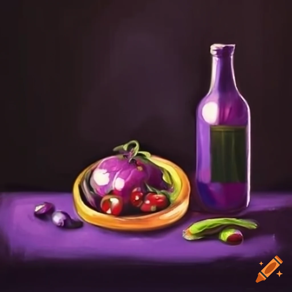 Vibrant display of purple food and wine