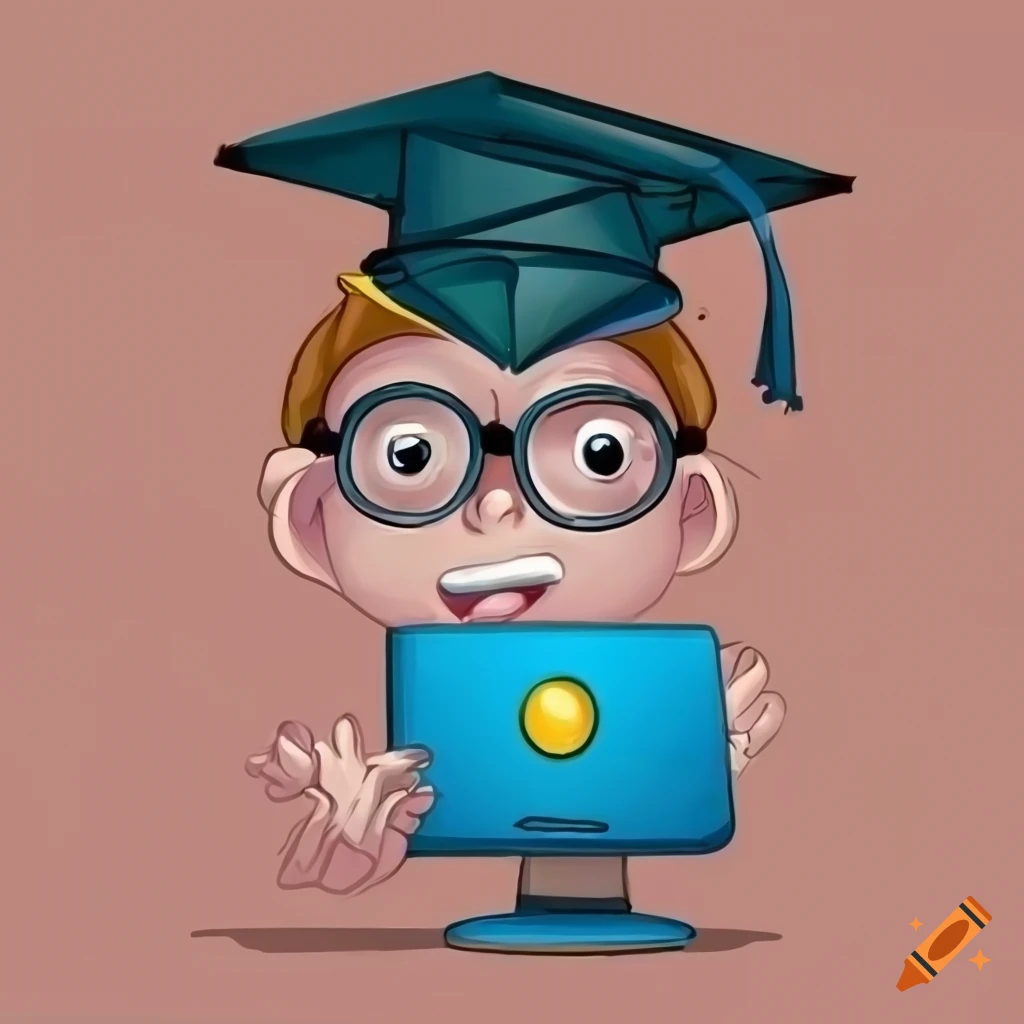 Cartoon Of A Recent Computer Science Graduate On Craiyon