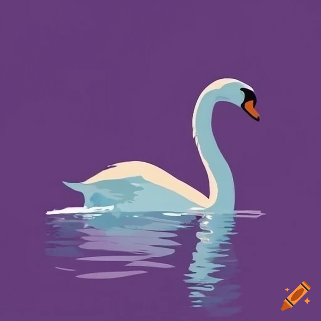 Swan on purple water on Craiyon