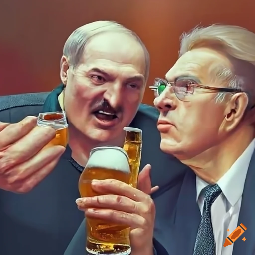 Vladimir Zhirinovsky and Alexander Lukashenko sharing a beer