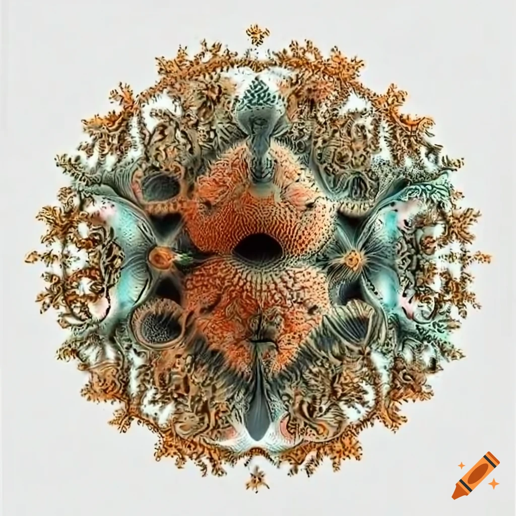 abstract 3D artwork inspired by Hans Haeckel and Mandelbrot fractals