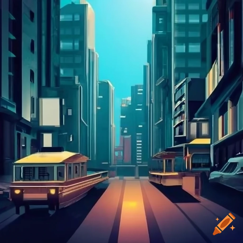 city-street-with-trees-buses-and-bicycles-on-craiyon