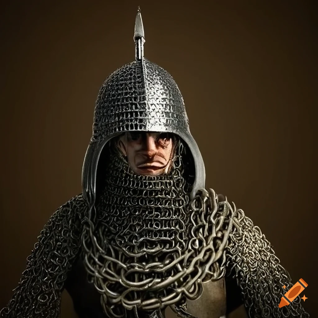 Image of a medieval militia with chainmail and helmet
