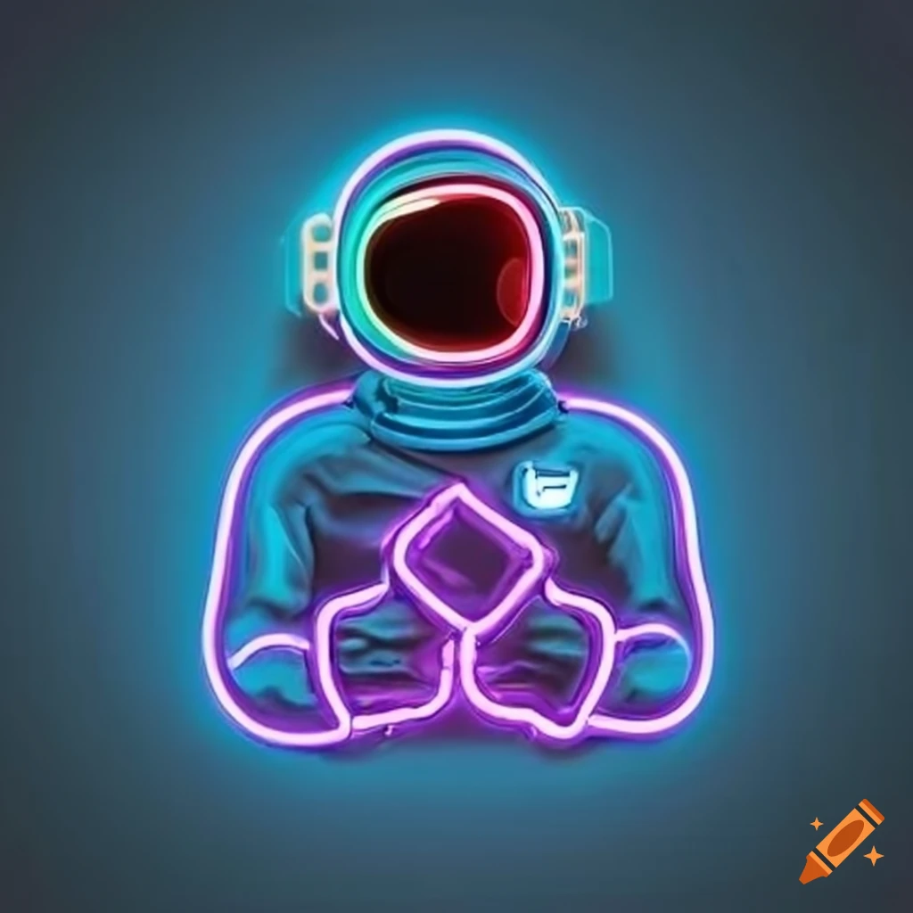 neon sign of an astronaut with raised fist