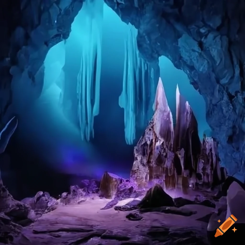 Fantasy style crystal cave with massive crystals on Craiyon