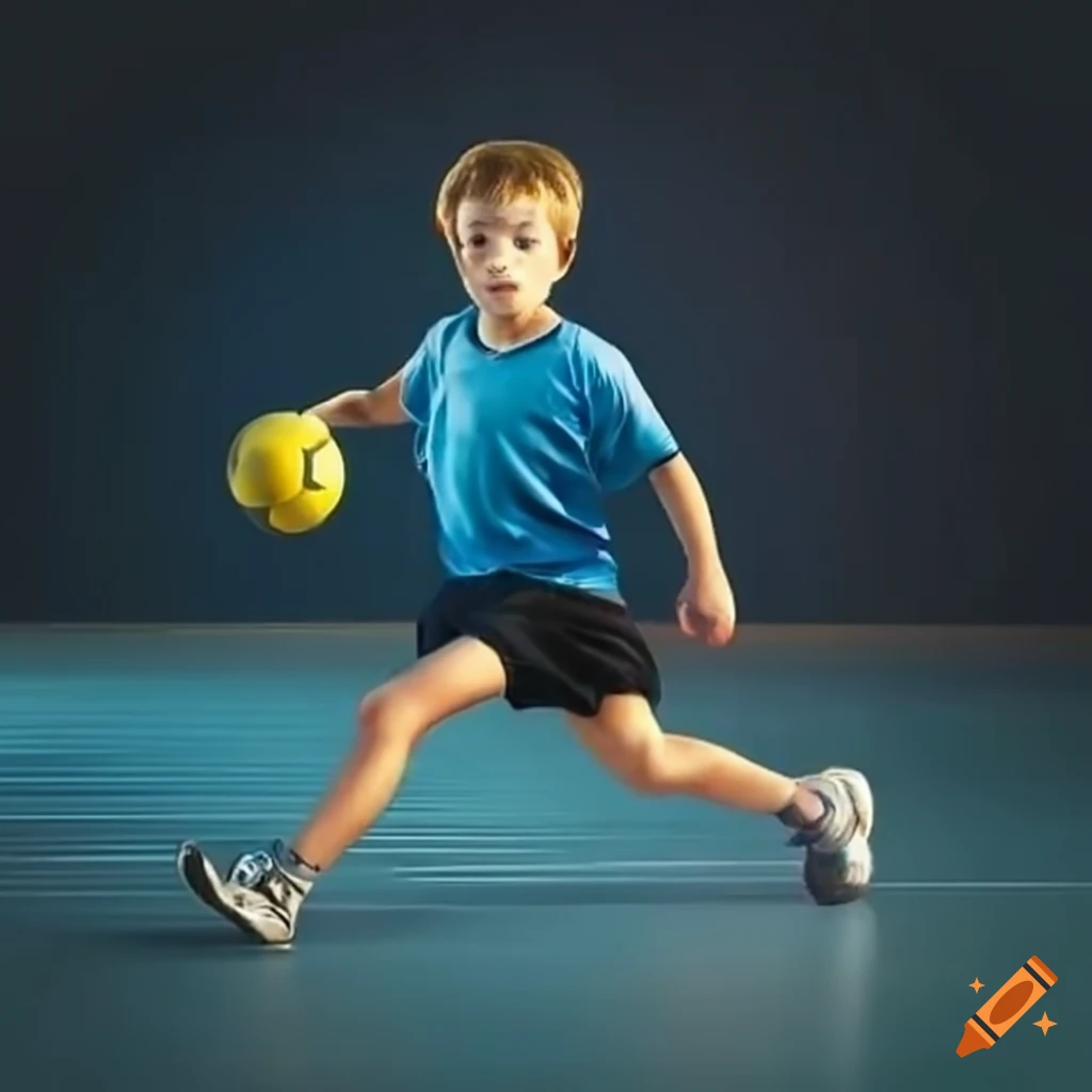 young boy playing handball