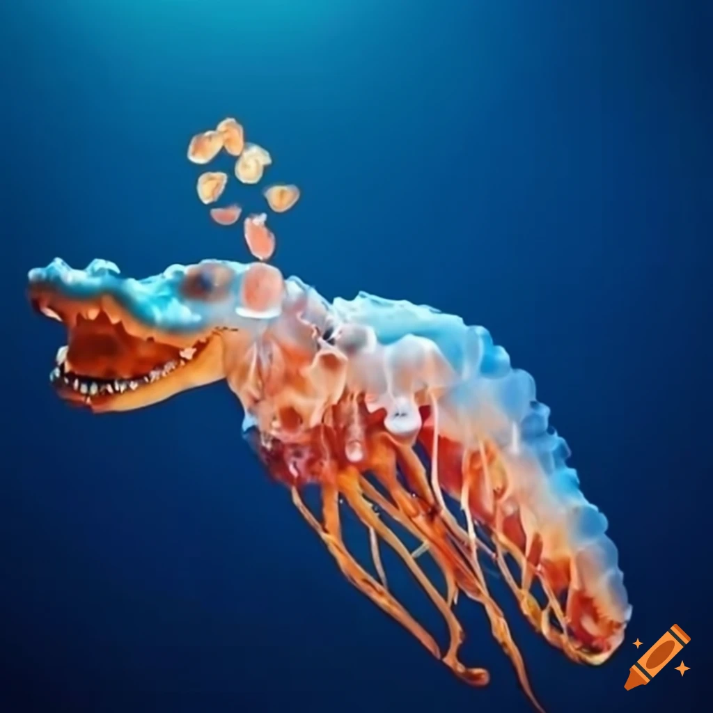 Jellyfish crocodile sculpture