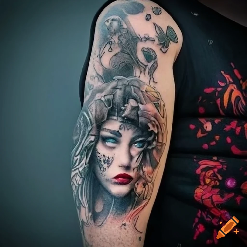Woman love Tattoo | Realistic tattoo sleeve, Portrait tattoo sleeve, Female  warrior tattoo