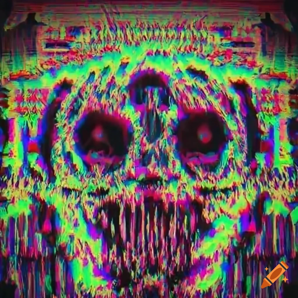 creepy monster glitch on VHS tape