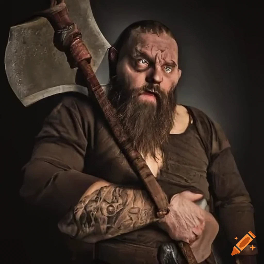 Image of a dwarf warrior with a doublehanded axe on Craiyon
