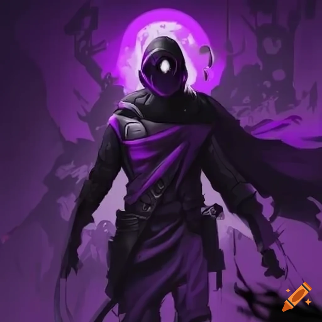 Image Of A Hero In Purple And Black In A Modern Setting On Craiyon