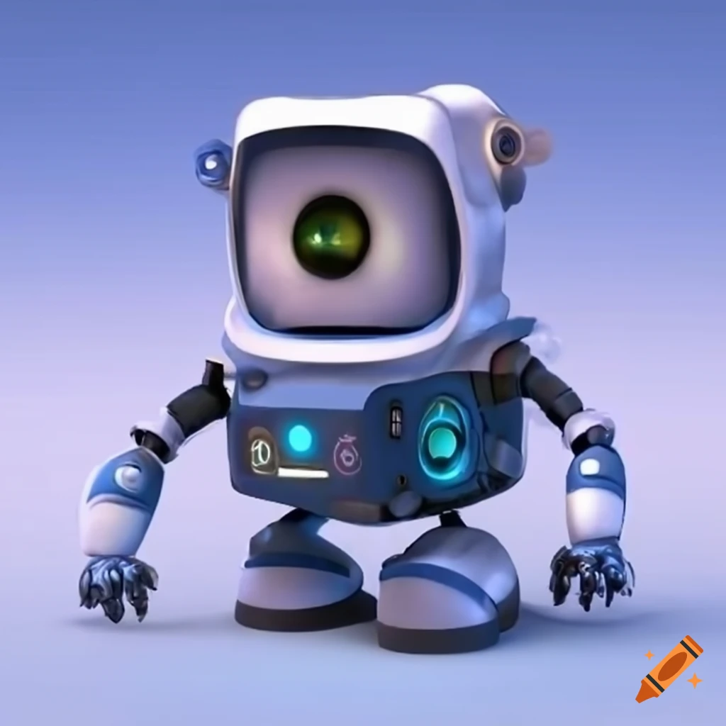 3D artwork of a Pixar-inspired robot monitor