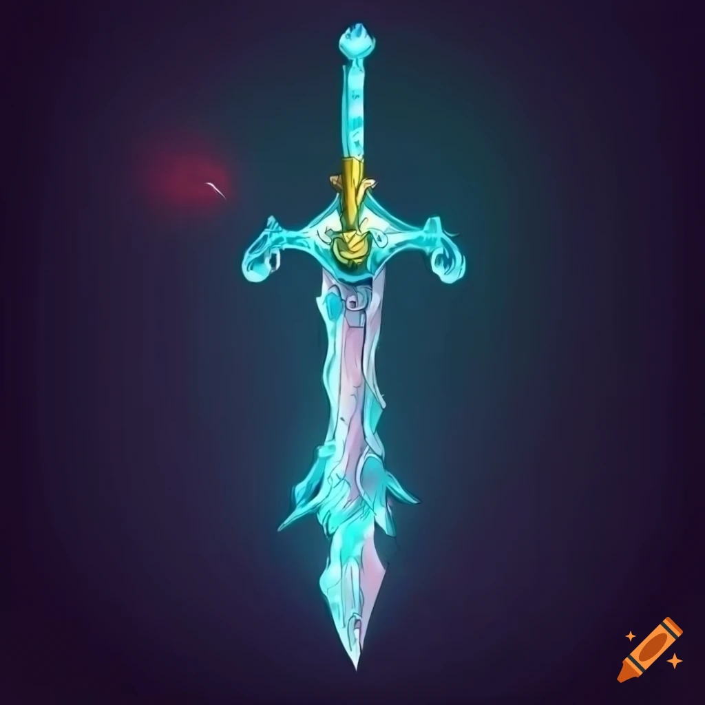 illustration of a mythical sword in anime style