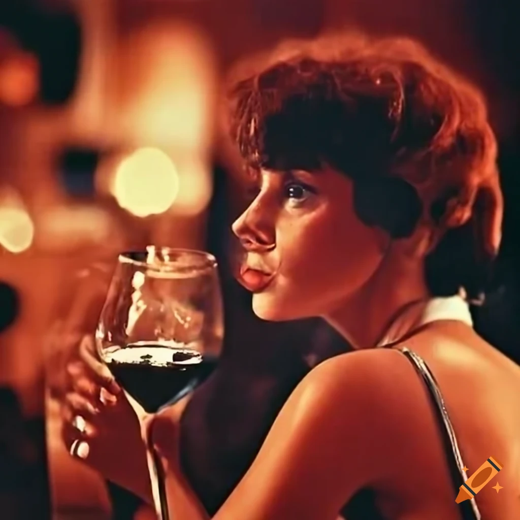 Vintage image of people enjoying drinks in an italian restaurant