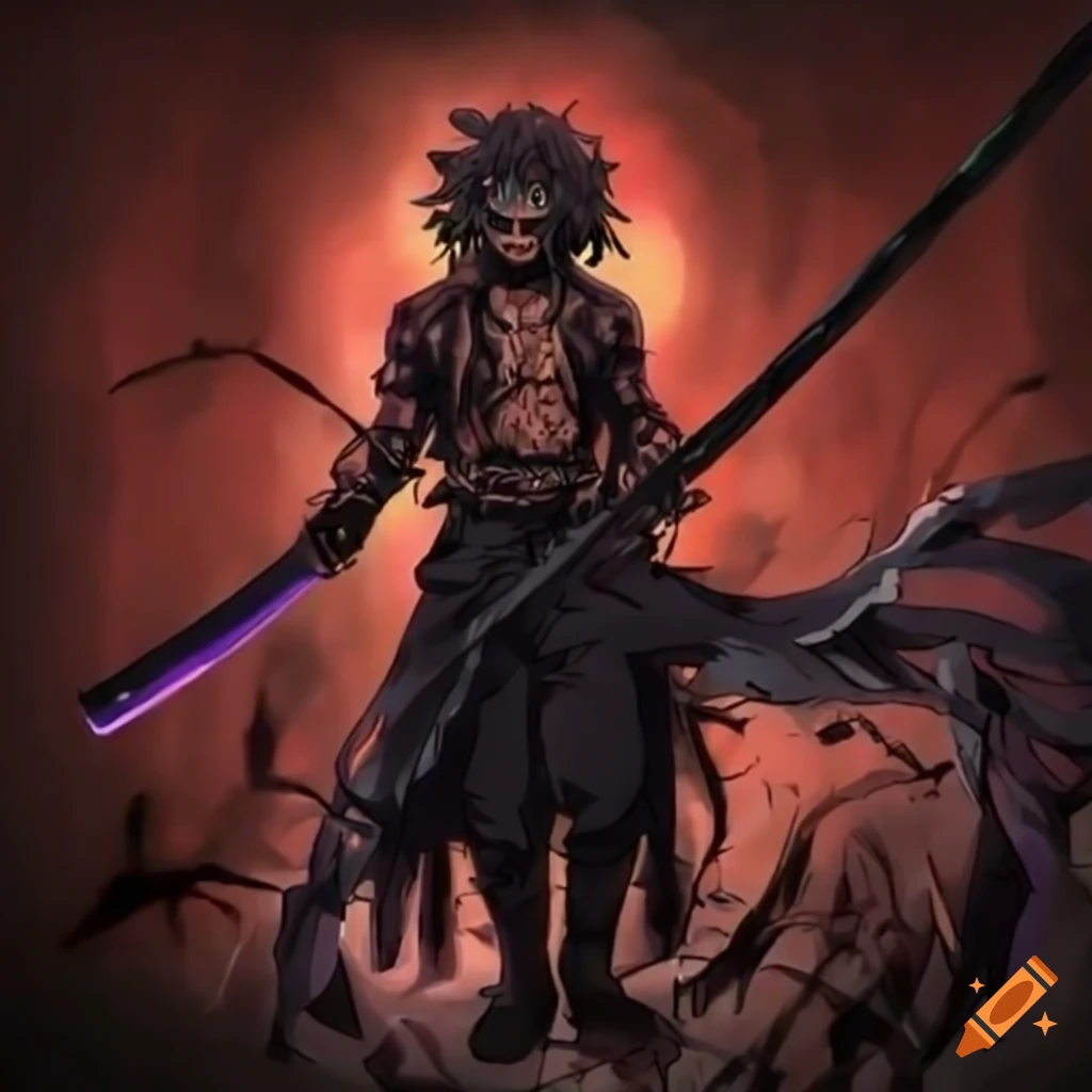 anime character with katana and voodoo magic