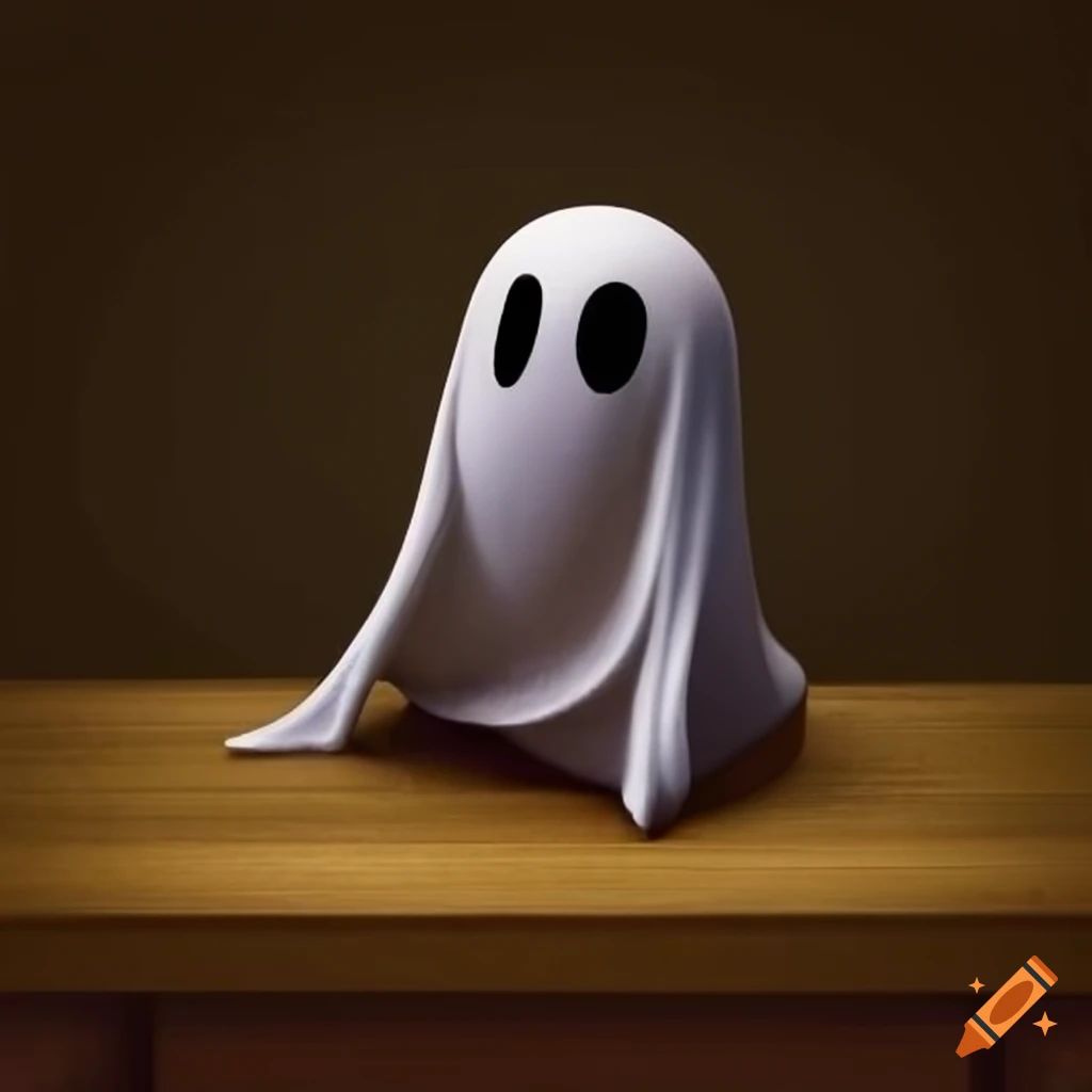 ghost sitting on a table