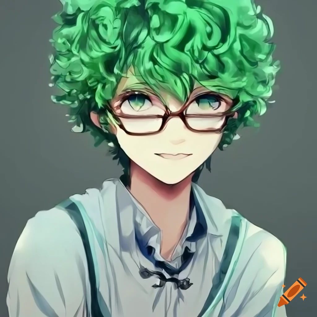 Anime character with super saiyan 2 hair, glasses, and a hood on Craiyon