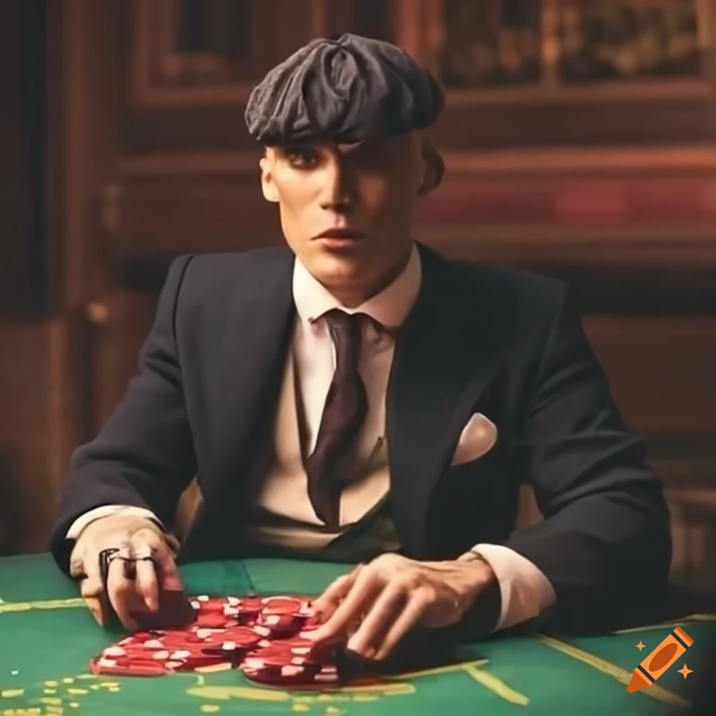 gangster playing poker in a vintage casino